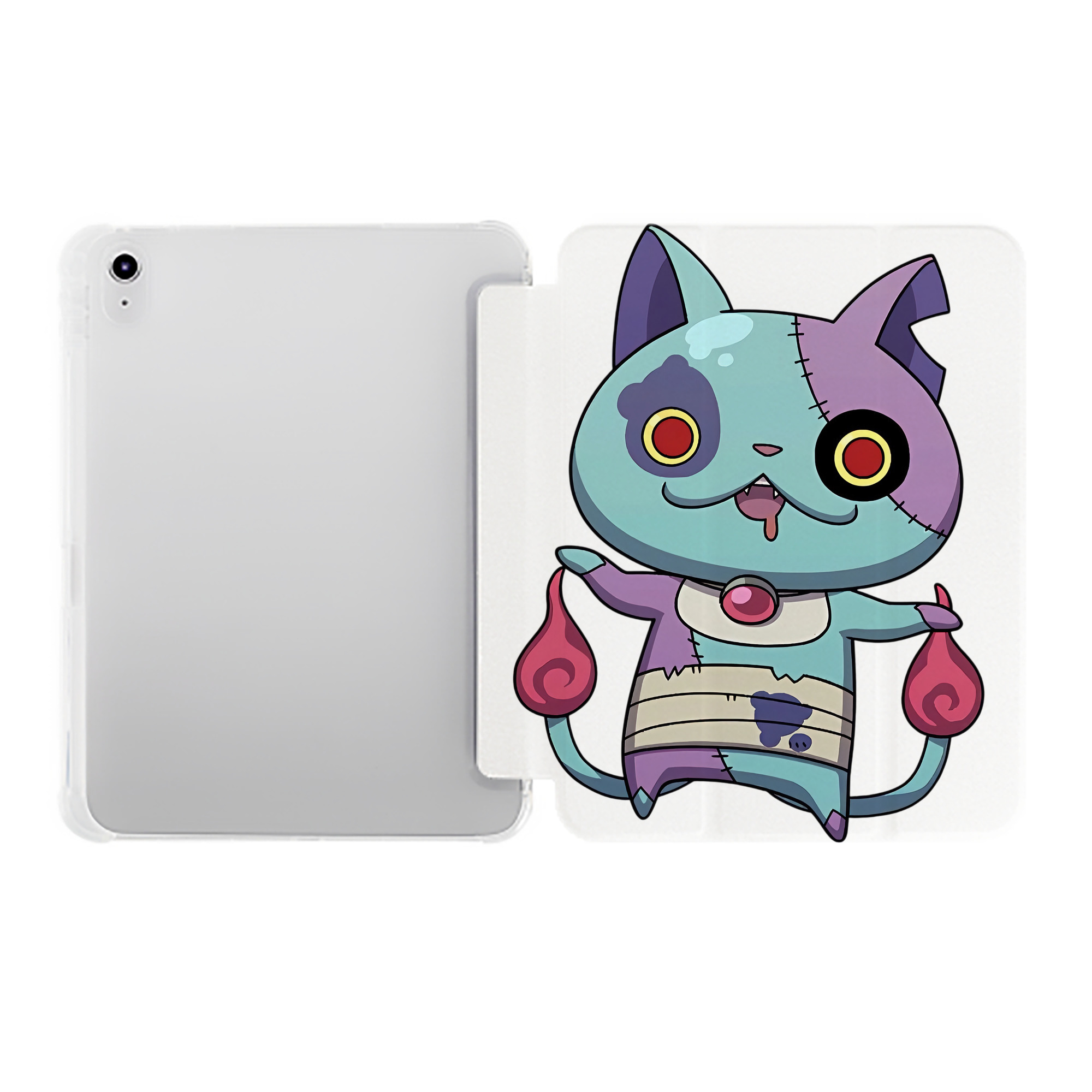 （画像用） 妖怪ウォッチ Yo-kai Watch IPad ケース ペン収納付き 三つ折りスタンド PUレザー×シリコン 対応機種9.5/10.5/10.9インチ